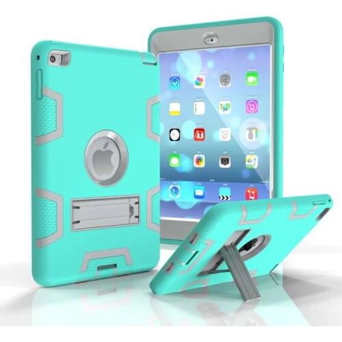 Armor Tire Style TPU PC Hard Cover Hybrid Shockproof Hand Held Case for Apple IPad Mini4 Mini 4 7.9'' Tablet Stand Cover