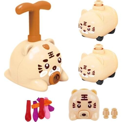 Pull Back Car Baby Aerodynamic Car Toy Cartoon Model Toy for Baby Boys Girls Balloon Inflator Toy Wind-up Car Panda/Tige
