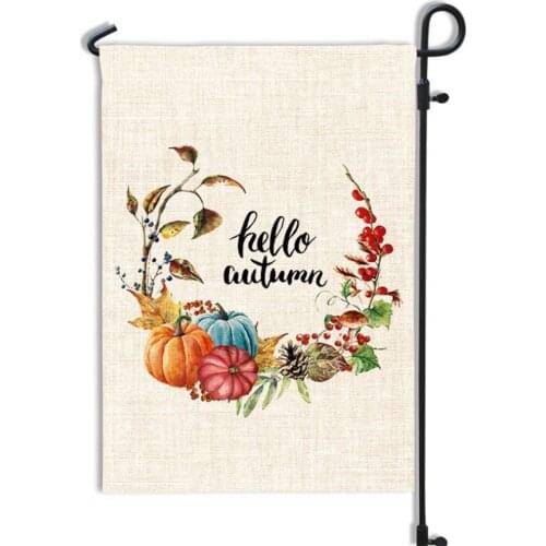 Banner Autumn Maple Leaf Fall Porch Decoration Plaid Flag Colors Garden Multicolor Thanksgiving Party Props Supplies