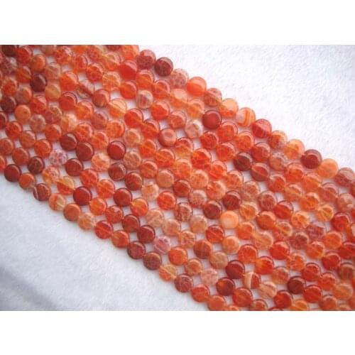 Natural Crab Fire Agate Flat Coin/Round 10mm Loose Beads For Jewelry Making DIY Bracelet Necklace