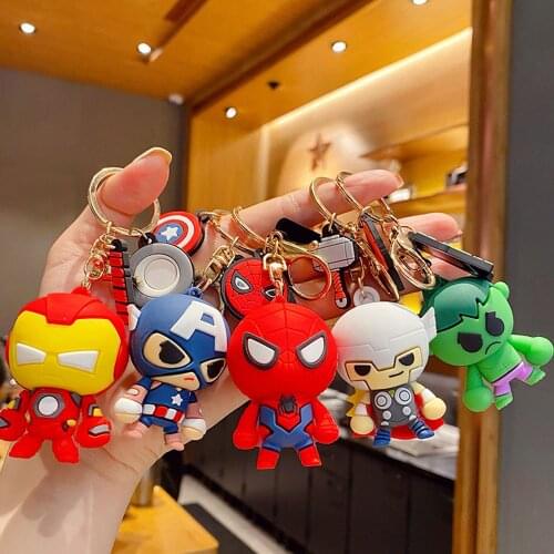 Disney Marvel Keychains Avengers Keychain Figure Spiderman Iron Man Captain America Keyring Bag Accessories Cartoon Kid Toy Gift