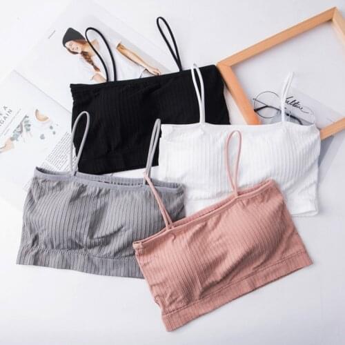 4 Colors Wrapped Chest Tube Top Bra Simple Solid Color Seamless Underwear Shoulder Strap Breathable Beauty-back Crop Tops