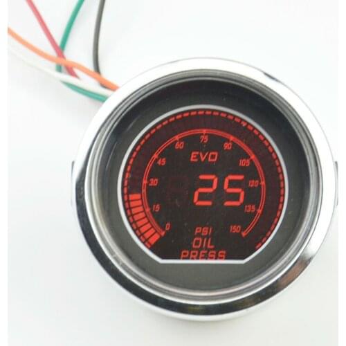52mm Digital White shell Red Blu-ray car Refit Racing Car Oil pressure gauge+Sensor Car Oil pressure meter