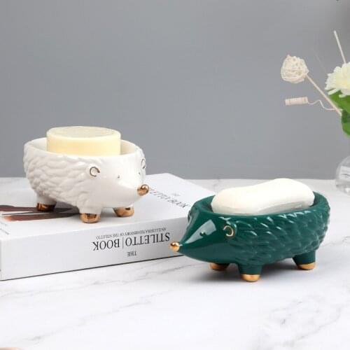 Nordic Decor Hedgehog Soap Holder Ceramic Soap Dish Holder Bathroom Artistry Soap Tray Toilet Accessories Bathroom Accessories