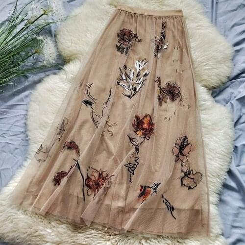 Heavy embroidery flower New of new fund of winters nets veil fairy long skirts female VSBQK31290 A word