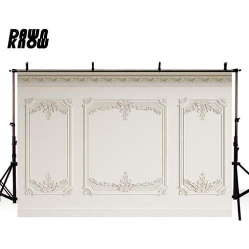 DAWNKNOW Indoor Photography Background Wedding White Floral Wall Photographic Backdrops Photo Studio Children Photocall lv2414