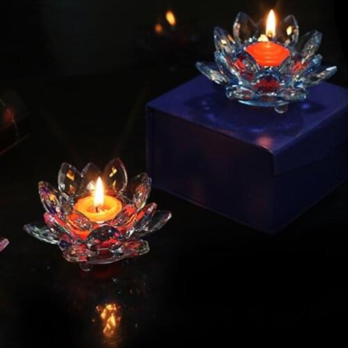 Crystal Lotus Candle Holder Bright Crystal Lotus Candle Holder, Suitable For Decorating Living Room Garden Bedroom Zen Room