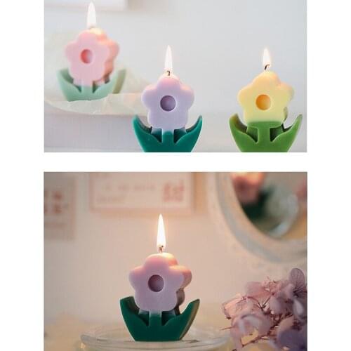 INS Flower Scented Candle Soy Wax Interior Home Decoration Korean Ornament Decor Candlestick Decorations