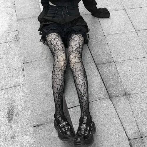 Gothic Tights Thin Fishnet Stockings Sexy Cosplay Costume Fishnet Stockings Nylon Thigh High Pantyhose Plus Size Pantyhose