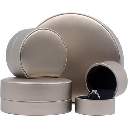 Champagne Brushed Pu Leather Jewelry Storage Box Proposal Ring Box Earring Necklace Collection Box Pendant Display Box