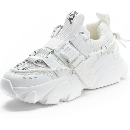 RASMEUP Genuine Leather Womens Mesh Breathable Platform Sneakers 2020 Fashion Women Chunky Shoes Ladies Trainers Footwear