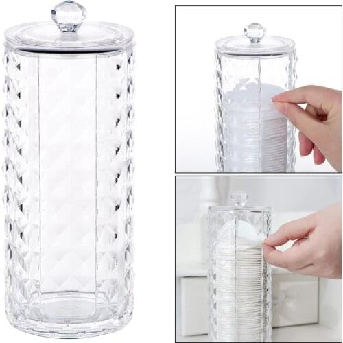 Cosmetic Cotton Pad Round Holder Vanity Makeup Pad Dispenser Table Top Storage Organizer Bathroom Vanity Accessories