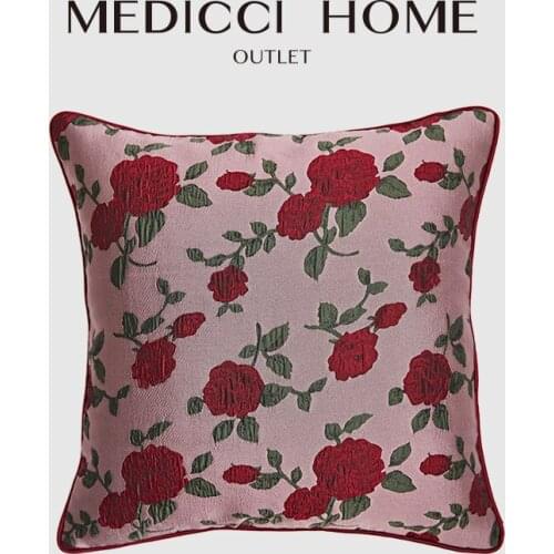Medicci Home American Retro Rose Garden Cushion Cover Luxury Yarn Dyed Flower Pattern Jacqaurd Throw Pillowcase Compliments Sofa