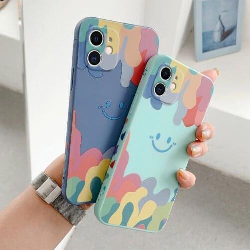Cute Cartoon Rainbow Smiley Phone Case For OPPO A9 A5 2020 A3S A83 A52 A92S A91 Reno 5 Pro 6 2Z Find X3 K9 Realme V11 V15 V13