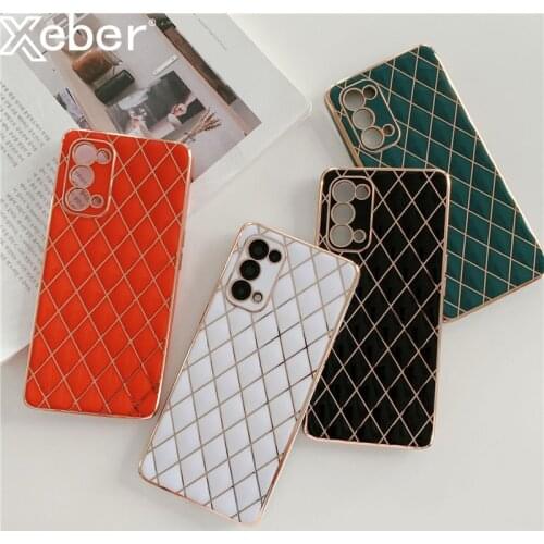 Gold Plating Fashion Diamond Lattice Case For Samsung A52 A72 A32 A12 5G S21 Plus Ultra F62 A02S Soft Silicone Protection Cover