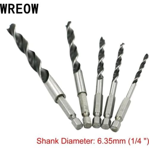 5PCS Drill Bit Set 4mm 5mm 6mm 8mm 10mm Change Metal Tools 1/4 Hex Shank Wood HCS Rustproof Woodworking Drill Hexagonal Shank