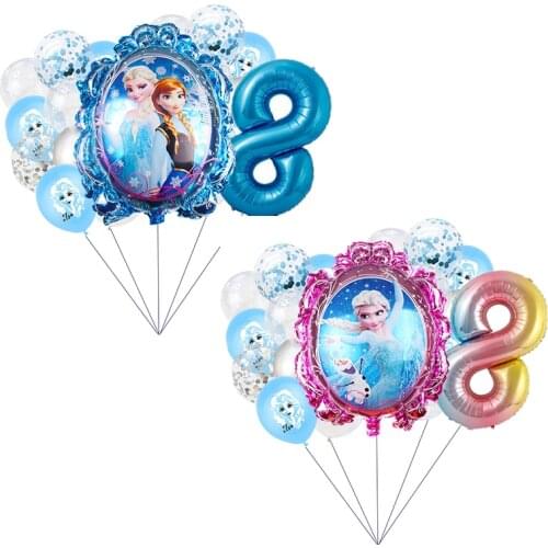 1set Childrens Birthday Party Decoration Frozen Princess Number Balloon Combination Disney Gift Wedding Baby Shower Decorations