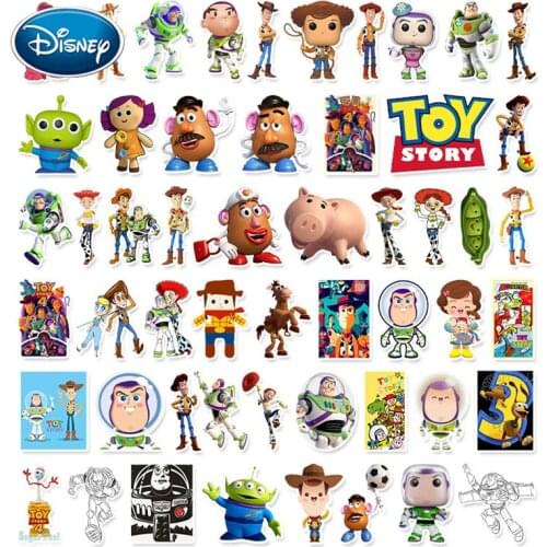 Disney 53pcs Cartoon Stickers Toy story Skateboard FashionWaterproof Sticker For Luggage Car Phone Laptop Bicycle Stickers