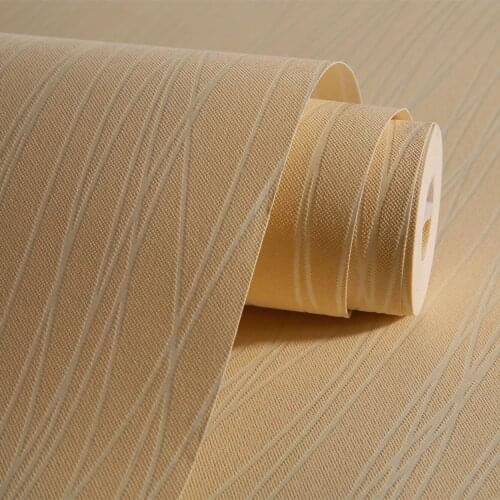 Hotel Non-Woven Striped Wallpaper Beige Modern Simple Plain Vertical Striped Wallpaper