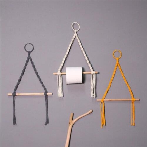 Nordic Style Wall Hanging Hand-Woven Home Decor Bedroom Ornament Living Room Bathroom Roll Paper Holder Decoration Gift
