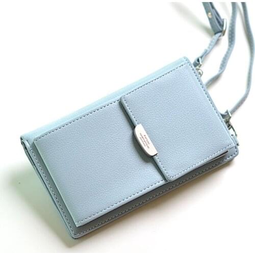 New Fashion Womens Phone Bag Ladies Long Wallet Solid Mobile Purse Bag Women Shoulder Bags Casual Crossbody Bag Zipper Purse