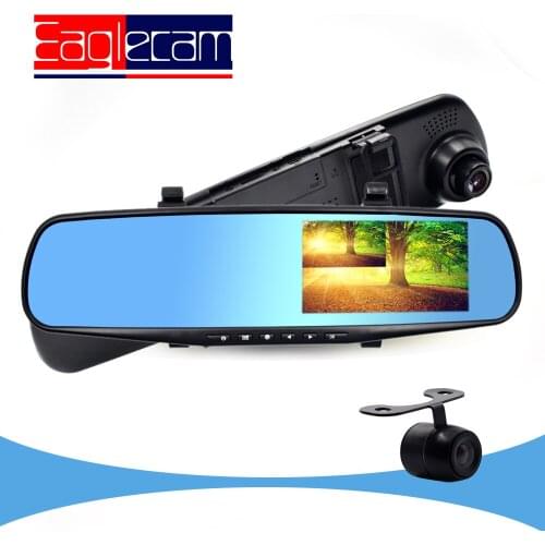 2017 New 4.3 inch Full HD 1080P Car Mirror DVR Dual Lens Camera For Car Rear View Mirror Car Camera DVR Video Recorder