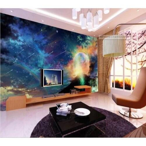 Papel de parede Gorgeous universe starry meteor shower TV background wall 3D wallpaper mural,living room home decor