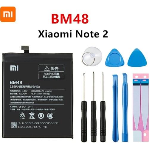Xiao mi 100% Orginal BM48 4070mAh Battery For Xiaomi Mi Note 2 Note 2 Note2 BM48 High Quality Phone Replacement Batteries +Tools