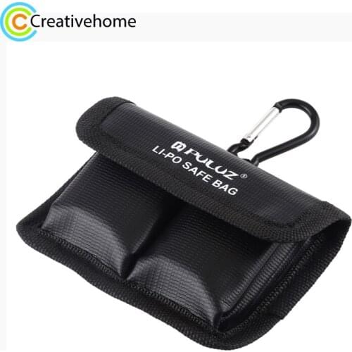 PULUZ Lithium Battery Explosion-proof Safety Protection Storage Bag with Carabiner for Camera Battery