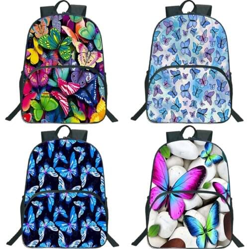 Mochila 3D Beautiful Butterfly Animal Prints Backpack for Children Students School Bag Girls Rucksack Women Travel Bags Escolar