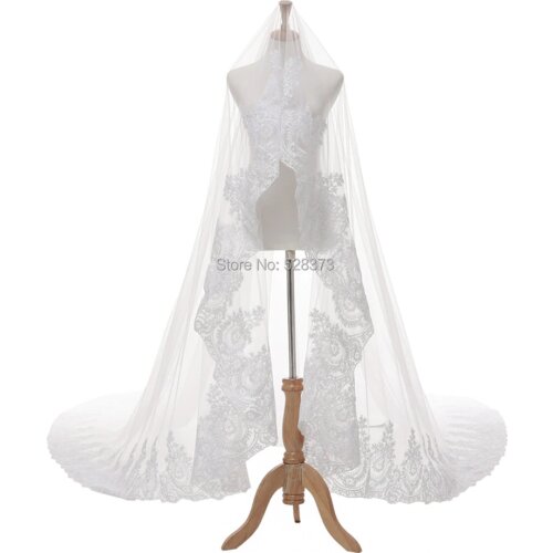 YNQNFS BV1 Wedding Accessories Hair Decoration Single Layer Lace Edge 3m Cathedral Long Bridal Veil Real Photo Custom Made