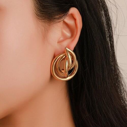 Vintage Geometric Gold Metal Earrings For Women Punk Multi-layer Circle Dangle Drop Earrings 2021 Trend of Earrings Jewelry Gift