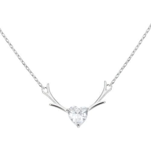 YFN Silver Necklace Crystal Zircon Deer Necklace Pendant Silver Chain Women Jewelry Trendy Jewelry Gifts Zircon Necklace Jewelry