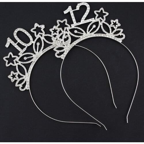 Star Number Birthday Headband One Year Birthday 18th Crown Party Banquet Rhinestone Hair Accessories Alloy Headdress For Women