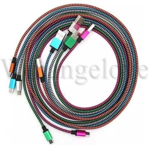 2m 6Ft 3M 10FT Micro V8 5pin braided nylon fabric usb data charging cable accessory bundles for samsung s6 s7 for htc