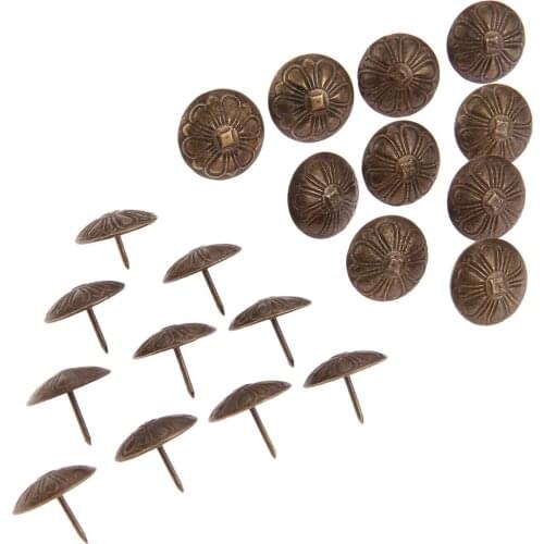20Pcs Antique Flower Nail Decorative Upholstery Tacks Jewelry Gift Wood Box Door Sofa Furniture Tack Stud Pushpin 19*15mm