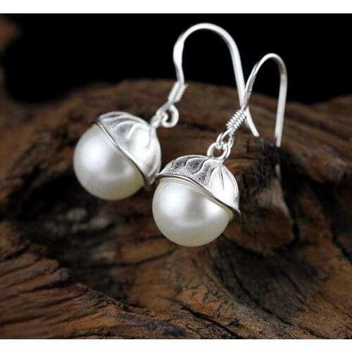 2018 Real Earings Fashion Jewelry L&p Product S925 Pure Jewelry Fashion Tasted Eardrop Ms Pearl Lotus Leaf The New Start