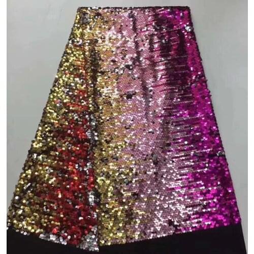 2021 High Quality Sequence French Nigerian Sequins Net African Tulle Mesh Lace Fabric For Dress 5 Yards/Lot ZL0721