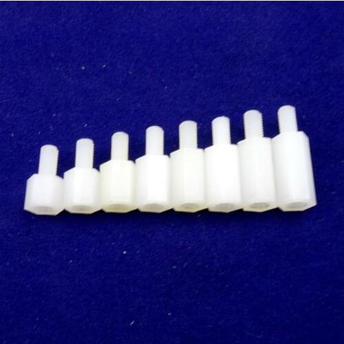 50pcs White Plastic Nylon M2 M2.5 M3 M4 M5 Hex Column Standoff Spacer Screw Stand-off M3 Hex Screw Male M2*L+5 / M2.5/M3/M4*L+6