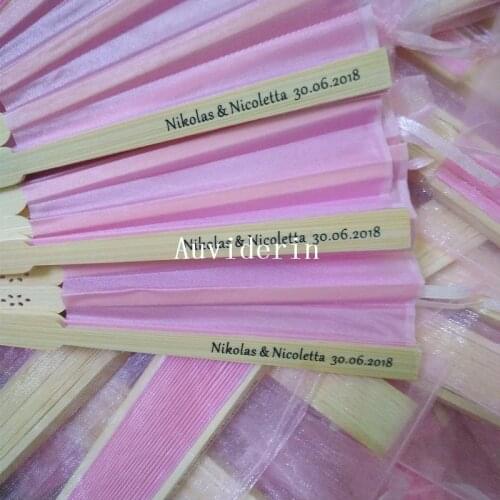 [Auviderin] 60pcs Hand Wedding Fan in Gift Bag for Birthday Gift Customalized with Logo for Promotional Gift