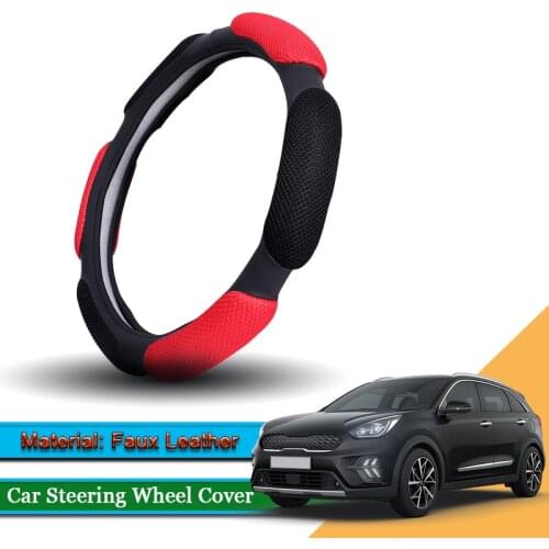 Car Styling Leather Car Steering Wheel Cover Car Steering-wheel Hubs interior Automobiles Accessories Fit For Kia Niro 2016-2020