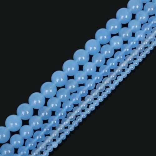 New Beads 4 6 8 10 12MM Natural Stone Beads for DIY fashion Stone Bracelet necklace Jewelry Making Dyed Light Blue color