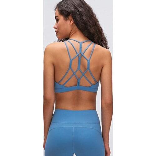 YOGA Cross Strap Bra Workout Gym Bras Women Wireless Padded Fitness Athletic Sport Brassiere Push Up nylon Top