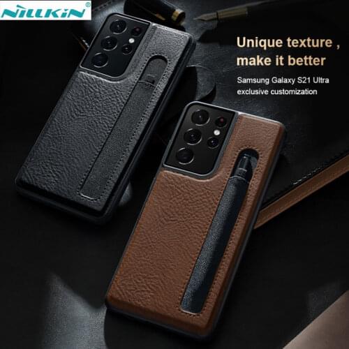 Nillkin Case for Samsung Galaxy S21 Ultra Leather Case Stylus S-Pen Socket Pen Slot Back Cover for Samsung S21 Plus Ultra Cases