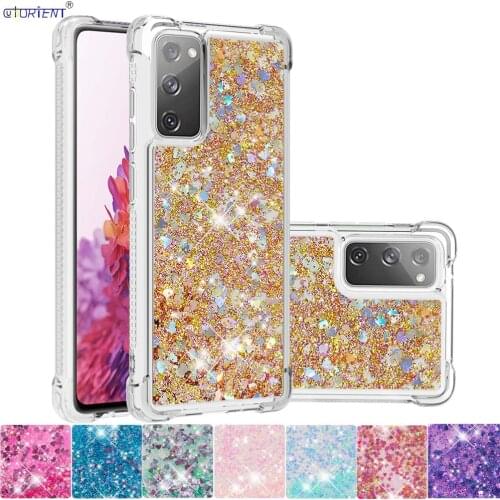 For S20 FE 5G S20 Lite Fan Edition Cute Glitter Flow Liquid Quicksand Fitted Case SM-G780F/DSM 780F/DS SM-G781B/DS Bumper Cover