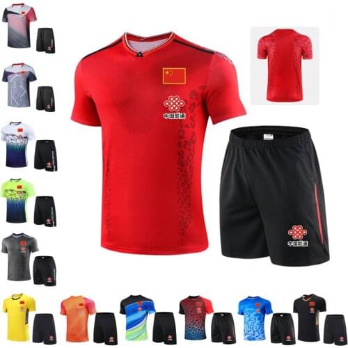 NTW CHINA Flag Men Women Tennis Shirt Short Set , Boys Badminton Jerseys Suits , Girls Table Tennis T shirts Clothing Sport Kits