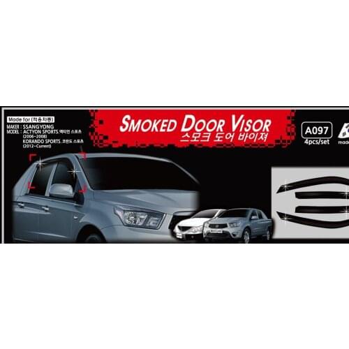 Chrome door visor side window deflector shade sun rain shield silver trips eaves for Ssangyong Actyon Sports