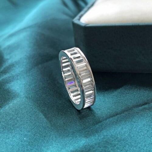 Classic 925 Sterling Silver Simulated Moissanite Diamonds Gemstone Wedding Band Romantic Ring For Women Fine Jewelry