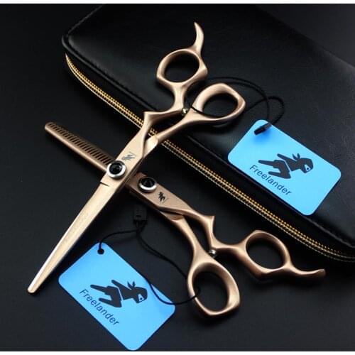 Suit 6" Gold curved handle Haircut Set Hairdressing Supplies Cutting Scissors Thinning Shears Professional Hair Scissors