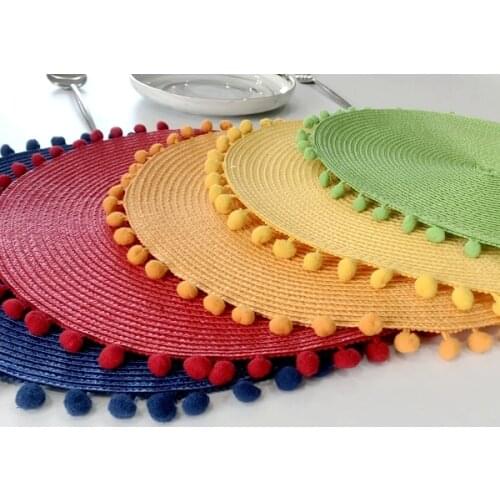 PP Woven Round Placemat Dining Table Plate Mat Bowl Drink Coasters Kitchen Accessories Home Decor